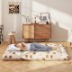Foldable full-size futon mattress with washable cover, shown in a cozy indoor setting, ideal for camping or home use.