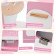 Detail of the Corner Wooden Play Kitchen showing convenient handles, sturdy metal hinges, and rounded edges in pink.
