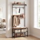 Coat rack hall tree featuring a sturdy bench and 2-tier shoe rack, perfect for stylish entryway organization.
