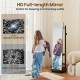Freestanding coat rack with full-length mirror, walnut finish, featuring explosion-proof glass and storage shelves for.