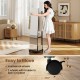 Freestanding coat rack with full-length mirror, walnut finish, featuring 4 wheels for easy mobility and 3 hooks for.