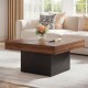Rustic brown coffee table with LED lights, spacious surface, and modern design for stylish living room decor.