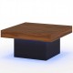 Rustic brown coffee table with LED lights, spacious surface, and protective foot pads for stylish living room decor.