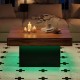 Rustic brown coffee table with LED lights, spacious surface, and dynamic modes for stylish living room decor.