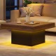Rustic brown coffee table accent table featuring a spacious surface and smart RGB LED lights for customizable ambiance.