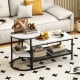 Set of 2 coffee tables featuring a white faux marble surface and metal frame, ideal for modern living room decor.