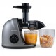 Cold press juicer machine in silver with 24 oz juice jug and 34 oz pulp container for efficient juice extraction.