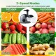 Cold press juicer machine in silver with 2-speed modes for optimal juice yield, featuring a 24 oz juice jug and 34 oz.
