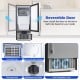 Commercial ice maker with reversible door, 110 lbs/day capacity, stainless steel housing, ideal for home or restaurant.