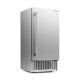Commercial ice maker with stainless steel housing, 25 lbs storage capacity, and user-friendly control panel for home.