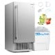 Commercial ice maker with stainless steel housing, 25 lbs storage, and 110 lbs/day capacity, perfect for home bars and.