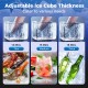 Adjustable ice cube thickness settings for the commercial ice maker, perfect for home bars and cafes.
