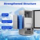 Commercial ice maker showcasing premium stainless steel housing, food grade interior, and thickened insulation foam.