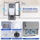 Commercial ice maker with reversible door, 25 lbs capacity, adjustable ice thickness, and user-friendly control panel.