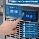 Intuitive control panel of the commercial under counter ice maker with ice making mode and temperature display.