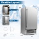 Commercial under counter ice maker with removable storage rack, designed for easy ice access and efficient use in.