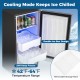 Cooling mode of the commercial under counter ice maker ensures ice stays chilled, with a temperature range of 42°F-64°F.