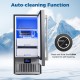 Commercial under counter ice maker with auto-cleaning function, dual bins, and adjustable ice thickness for easy use.