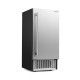 Commercial under counter ice maker featuring a full-length handle and lighted interior for easy access and visibility.