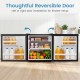 Compact mini fridge with reversible door, adjustable thermostat, and generous storage for versatile food preservation.