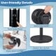 Compact oscillating standing fan with touch control panel, built-in carry handle, and non-slip base for home office use.