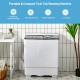 Compact twin tub washing machine with stainless steel tub, ideal for small spaces and efficient laundry routines.