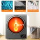 Compact washer and dryer combo with stainless steel drum, displaying temperature at 149°F, ideal for small spaces.