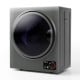 Compact washer and dryer combo in gray with stainless steel drum, designed for small spaces like apartments and dorms.