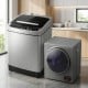 Compact washer and dryer combo in silver, featuring 1.5 cu.ft capacity, ideal for small spaces and efficient laundry.