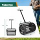 Height-adjustable 24-inch compost spreader roller with metal mesh basket for easy filling and even spreading.