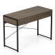 Computer desk with oak finish and metal frame, featuring two drawers for storage, suitable for home office use.
