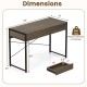 Computer desk with 2 drawers, 44-inch oak tabletop, metal frame, ideal for home office or study use.