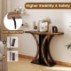 39.5-inch rustic brown console table with geometric frame, anti-toppling kits, ideal for entryway or hallway display.