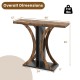 Rectangular console table with geometric frame in rustic brown, measuring 39.5 inches, ideal for entryways and small.