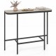 Console table showcasing an elegant faux marble surface and sturdy metal frame, perfect for decorative accents and.