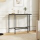 Console table with gray faux marble tabletop and heavy-duty metal frame, ideal for entryways and living rooms.