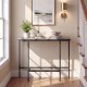 Console table with gray faux marble tabletop and heavy-duty metal frame, perfect for entryways or hallways.