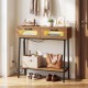 Console table with LED lights, featuring two drawers and an open shelf, perfect for hallway storage and decor.