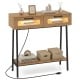 Console table featuring LED lights, two drawers, and an open shelf, perfect for hallway storage and decor.