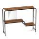 Console table with dual-tier storage shelves and metal frame, perfect for living room or entryway organization.