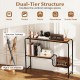 Console table with dual-tier storage, spacious tabletop, and metal frame, perfect for living room organization.