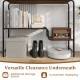 Console table with storage shelf, metal frame, and versatile clearance for additional storage and easy cleaning.