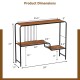 Console table dimensions with dual-tier structure, metal frame, and spacious shelves for versatile living room storage.