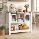 Console table with sliding barn doors, rustic brown finish, ample storage, and adjustable shelves for small spaces.