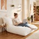 Convertible bean bag floor sofa in beige with corduroy cover, perfect for reading, gaming, or napping at home.
