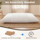 Convertible bean bag floor sofa in beige with a machine-washable corduroy cover, perfect for reading or gaming.