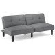 Convertible gray futon sofa bed with 6-position adjustable backrest, ideal for relaxing or providing extra sleeping.