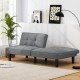 Convertible gray futon sofa bed with adjustable backrest, perfect for relaxation and extra sleeping space.