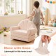 Convertible kids sofa in beige, made of soft teddy fleece, designed for easy movement and comfort during playtime.