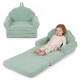 Convertible kids sofa in green, featuring a fold-out design for lounging, made with soft teddy fleece and high-density.